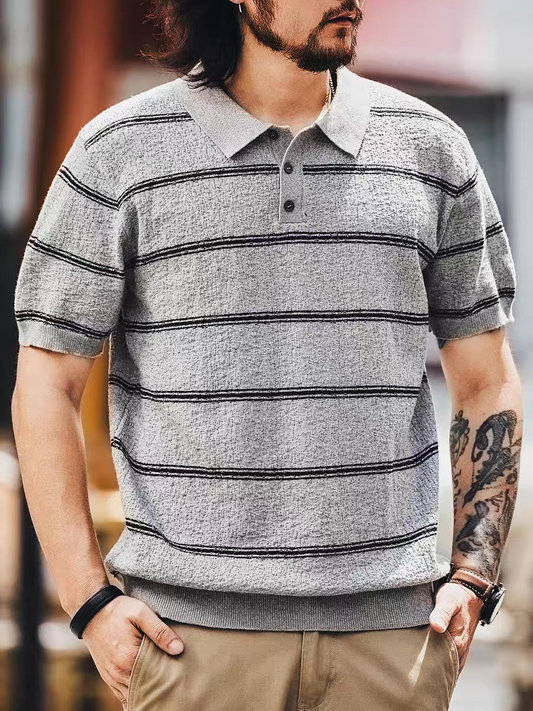 Urban Drift Textured Stripe Polo T-Shirt