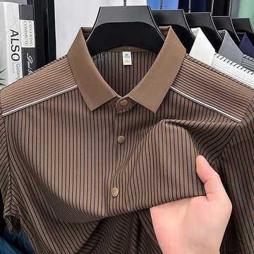 Rovello Mocha Stripe Panel Shirt
